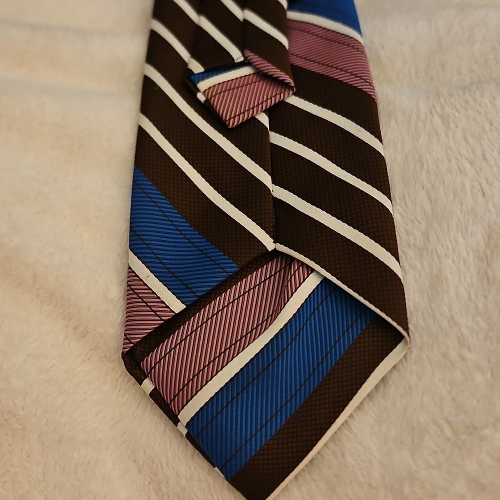 TOWNCRAFT 1960s Brown Multi-color Striped Clip-on Tie - Picture 7 of 7
